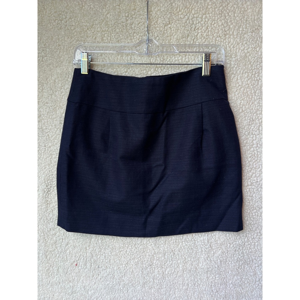 J.Crew Navy Blue Textured Cotton Mini Skirt Size 2 Zip Back